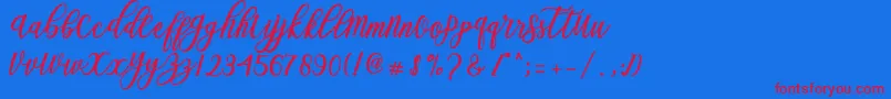 フォントBlessed Script – 赤い文字の青い背景