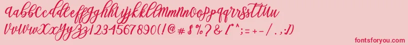 Fonte Blessed Script – fontes vermelhas em um fundo rosa
