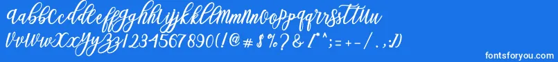 フォントBlessed Script – 青い背景に白い文字