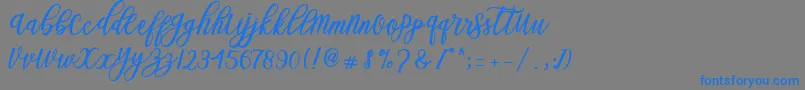 Blessed Script Font – Blue Fonts on Gray Background