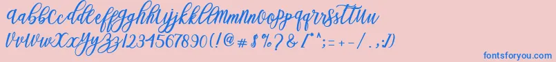 Подробнее о шрифте Blessed Script Шрифт Blessed Script – синие шрифты на розовом фоне