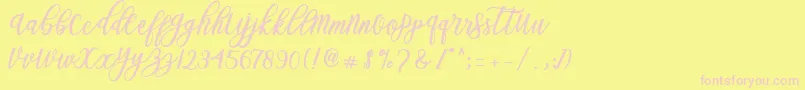 Blessed Script-Schriftart – Rosa Schriften auf gelbem Hintergrund