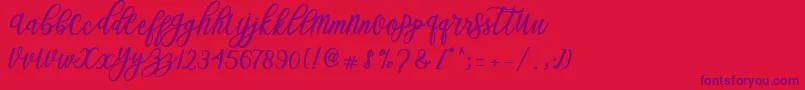 フォントBlessed Script – 赤い背景に紫のフォント