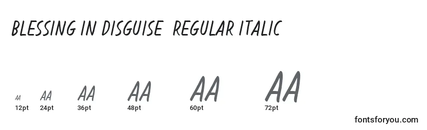Размеры шрифта Blessing in Disguise  Regular Italic