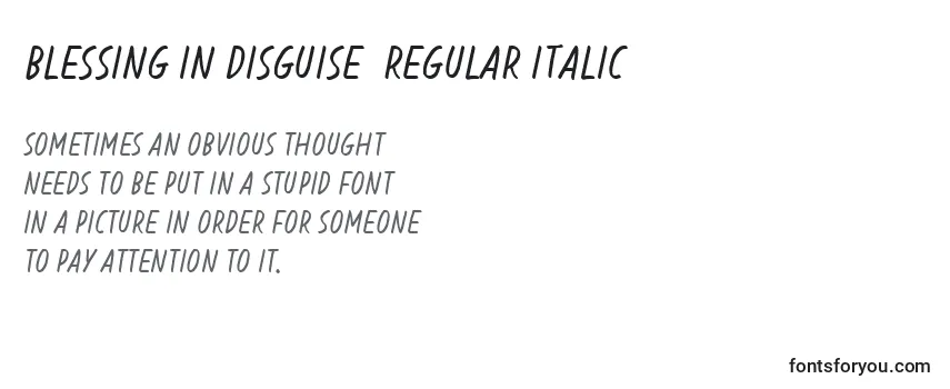 Blessing in Disguise  Regular Italic Font