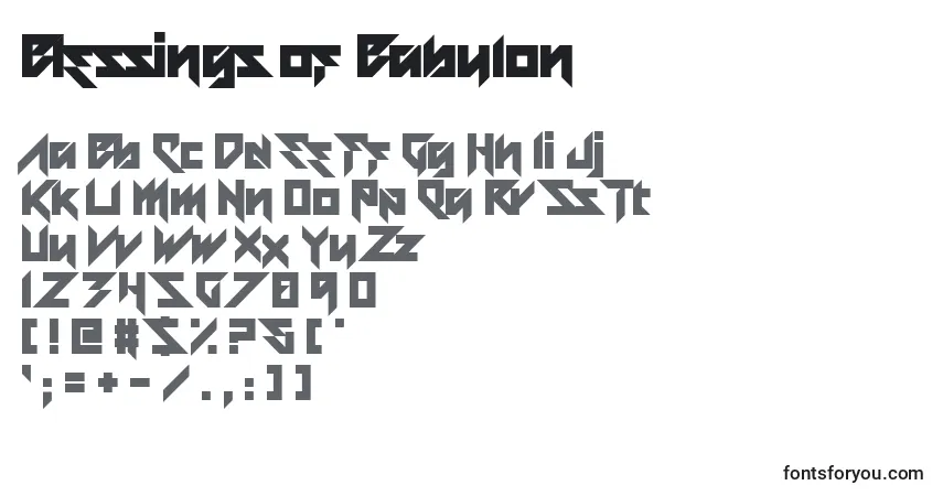 Czcionka Blessings of Babylon – alfabet, cyfry, specjalne znaki