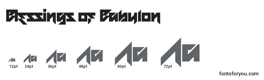 Размеры шрифта Blessings of Babylon