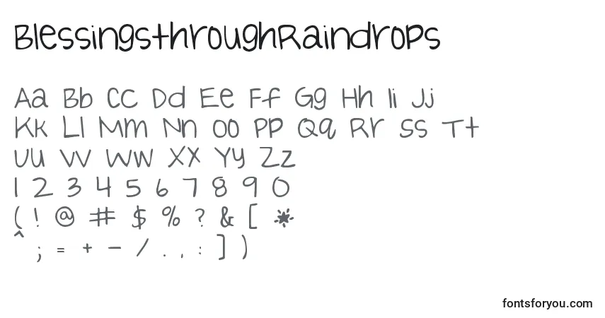Schriftart BlessingsthroughRaindrops (121588) – Alphabet, Zahlen, spezielle Symbole
