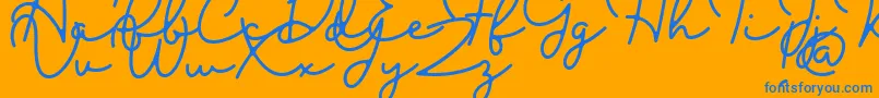 Blesson-Schriftart – Blaue Schriften auf orangefarbenem Hintergrund