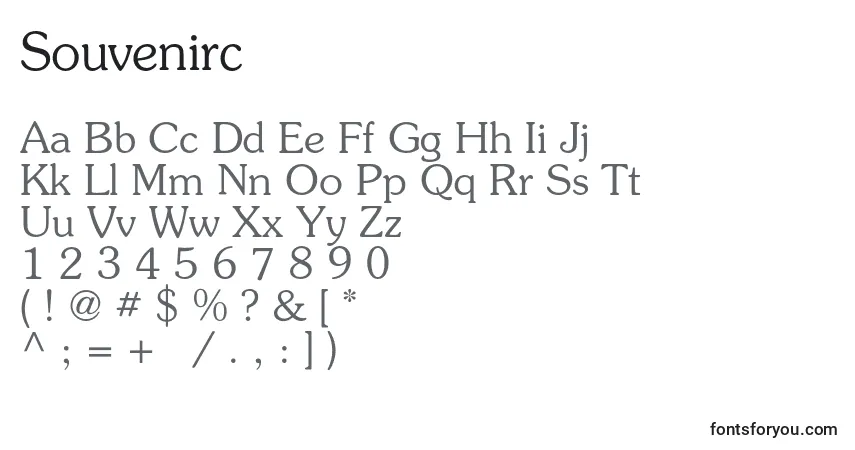 Czcionka Souvenirc – alfabet, cyfry, specjalne znaki
