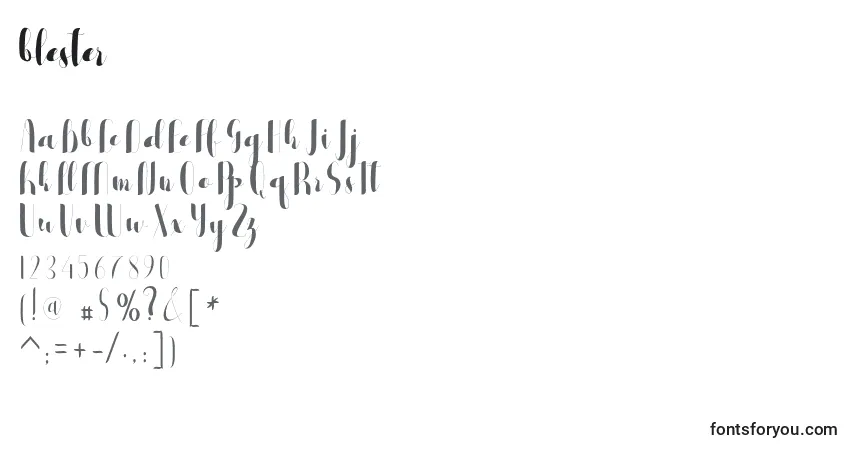 Schriftart Blester – Alphabet, Zahlen, spezielle Symbole