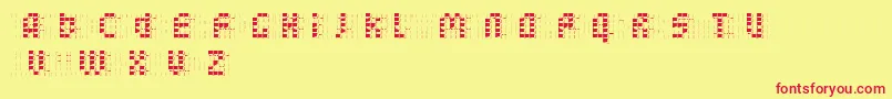 フォントbleuck   reversed   Dker – 赤い文字の黄色い背景