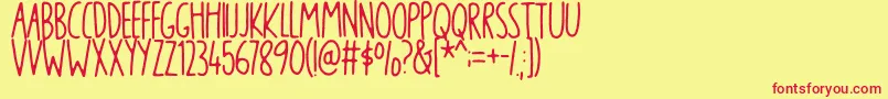blikfangDEMO-fontti – punaiset fontit keltaisella taustalla