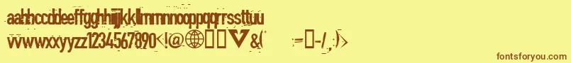 フォントblind    – 茶色の文字が黄色の背景にあります。