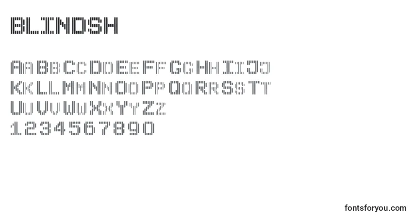 Czcionka BLINDSH – alfabet, cyfry, specjalne znaki