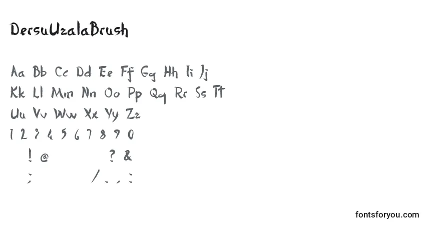 Schriftart DersuUzalaBrush – Alphabet, Zahlen, spezielle Symbole