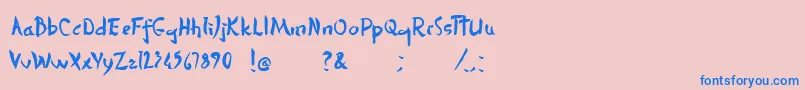 DersuUzalaBrush-Schriftart – Blaue Schriften auf rosa Hintergrund
