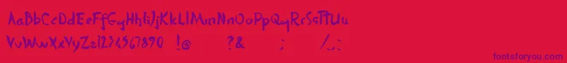 DersuUzalaBrush-Schriftart – Violette Schriften auf rotem Hintergrund