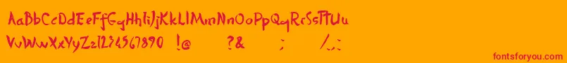 DersuUzalaBrush-Schriftart – Rote Schriften auf orangefarbenem Hintergrund