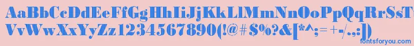 Bodonivjet2Regular-Schriftart – Blaue Schriften auf rosa Hintergrund