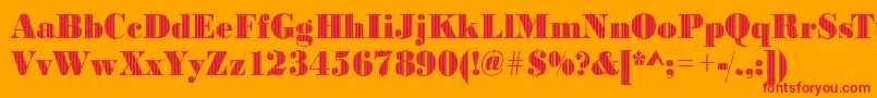 Bodonivjet2Regular-Schriftart – Rote Schriften auf orangefarbenem Hintergrund