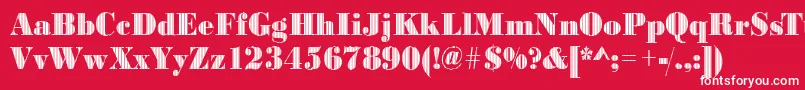 Bodonivjet2Regular-Schriftart – Weiße Schriften auf rotem Hintergrund