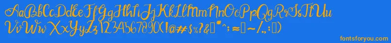 BlinkPink-Schriftart – Orangefarbene Schriften auf blauem Hintergrund
