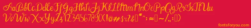 BlinkPink-Schriftart – Orangefarbene Schriften auf rotem Hintergrund