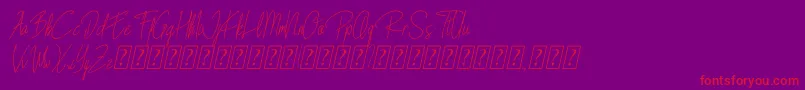 Blista Rade Slant Demo-Schriftart – Rote Schriften auf violettem Hintergrund