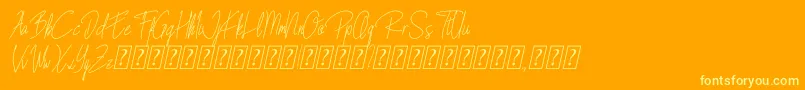 Blista Rade Slant Demo-Schriftart – Gelbe Schriften auf orangefarbenem Hintergrund