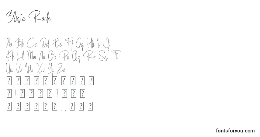 Шрифт Blista Rade – алфавит, цифры, специальные символы