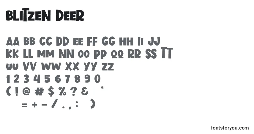 Czcionka Blitzen Deer – alfabet, cyfry, specjalne znaki