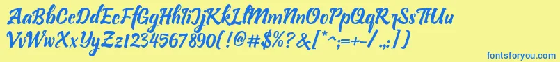 Bllastt Italic Font – Blue Fonts on Yellow Background