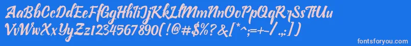 Bllastt Italic Font – Pink Fonts on Blue Background