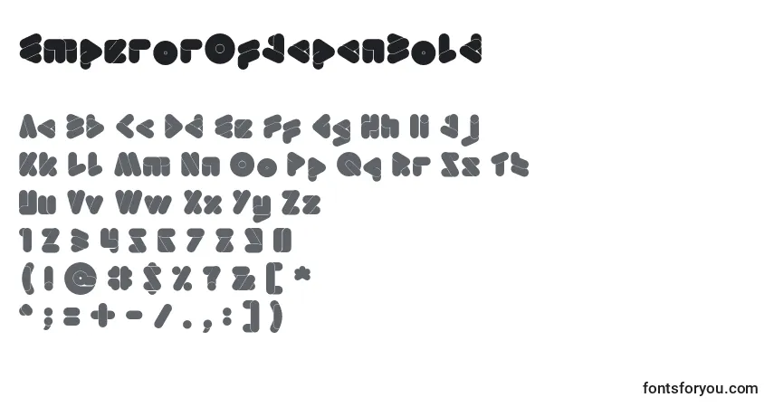 Czcionka EmperorOfJapanBold – alfabet, cyfry, specjalne znaki