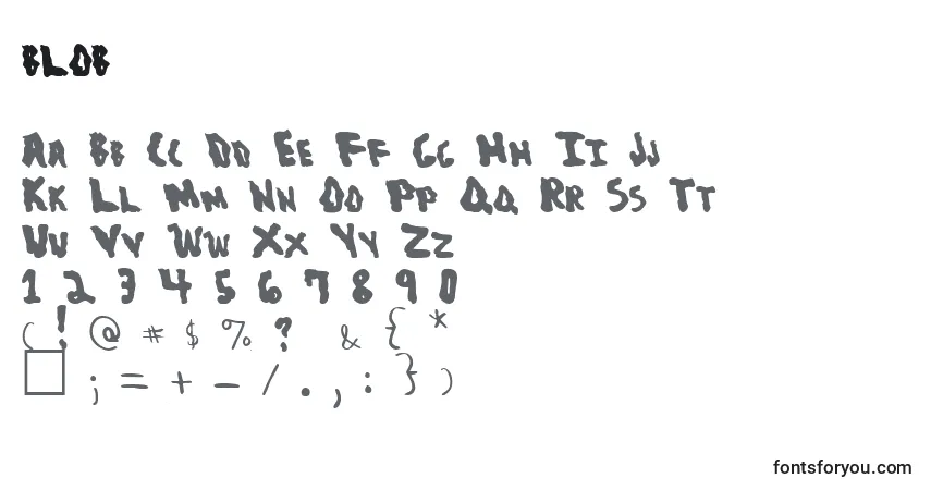 Schriftart Blob (121611) – Alphabet, Zahlen, spezielle Symbole