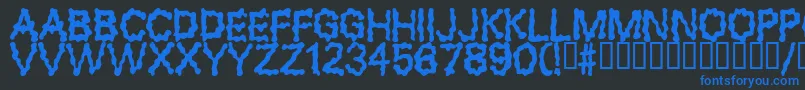BLOBS-Schriftart – Blaue Schriften auf schwarzem Hintergrund