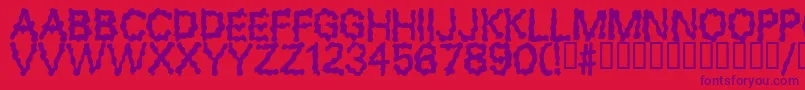 BLOBS-Schriftart – Violette Schriften auf rotem Hintergrund