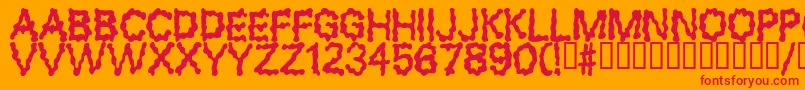 BLOBS-Schriftart – Rote Schriften auf orangefarbenem Hintergrund
