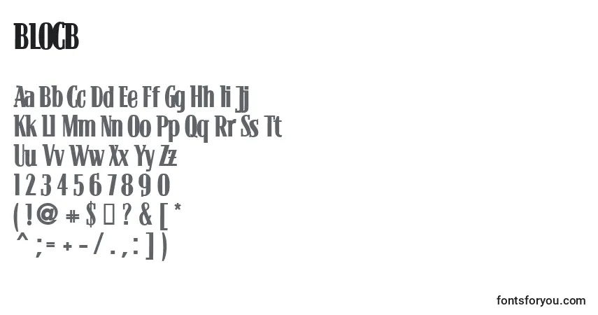 A fonte BLOCB    (121613) – alfabeto, números, caracteres especiais