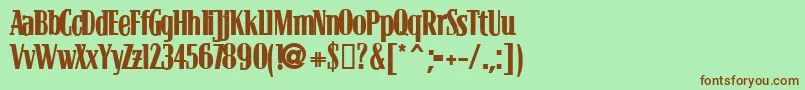 BLOCB   -Schriftart – Braune Schriften auf grünem Hintergrund
