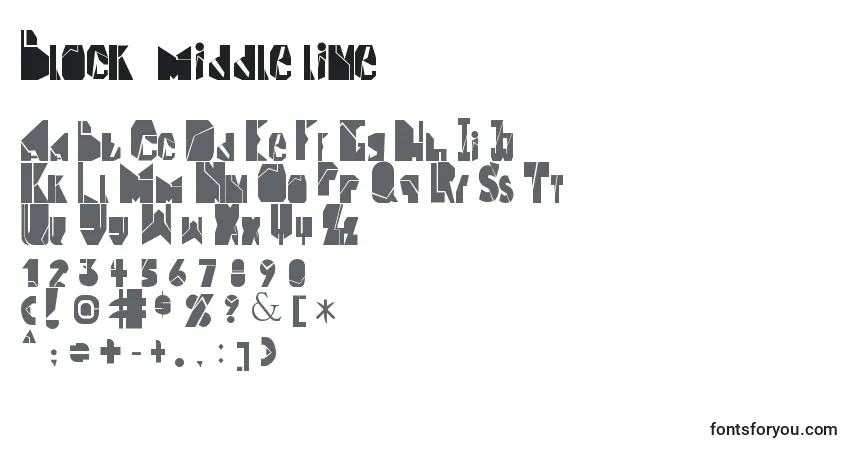A fonte Block  middle line – alfabeto, números, caracteres especiais