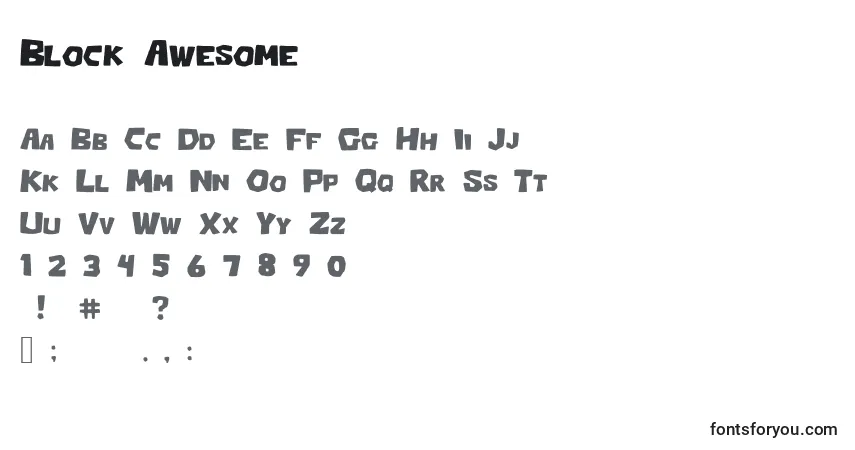 Шрифт Block Awesome – алфавит, цифры, специальные символы