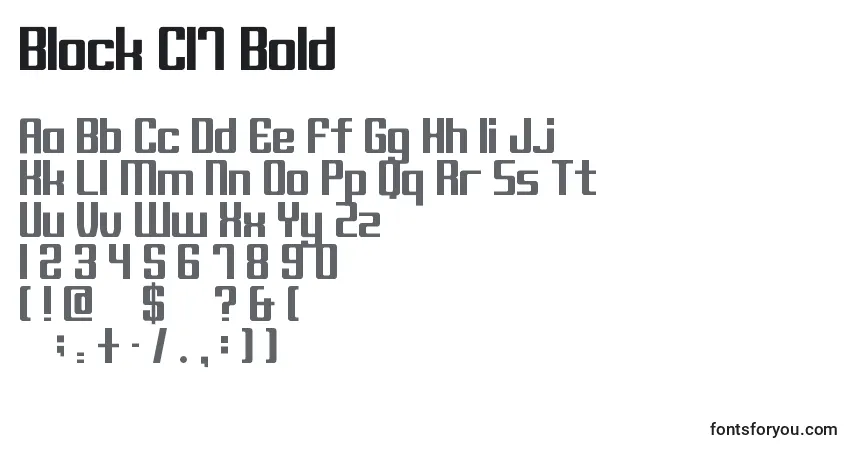 Schriftart Block C17 Bold – Alphabet, Zahlen, spezielle Symbole