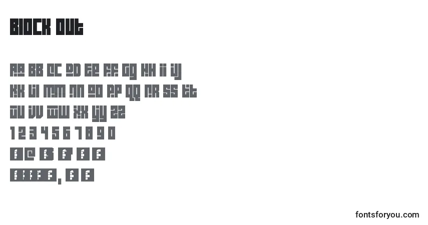 Шрифт Block out – алфавит, цифры, специальные символы