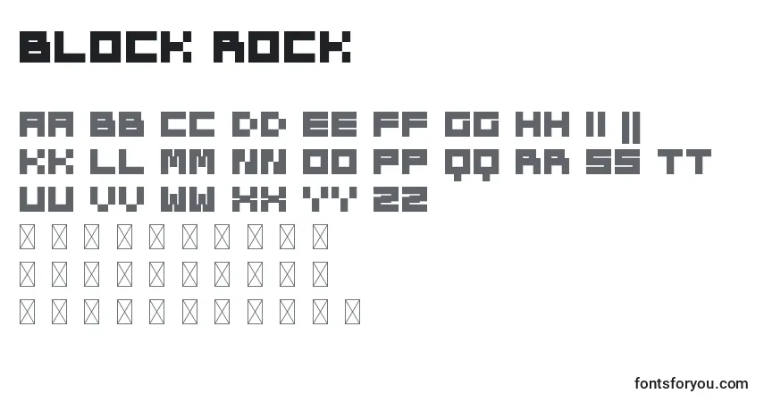 Schriftart Block Rock – Alphabet, Zahlen, spezielle Symbole