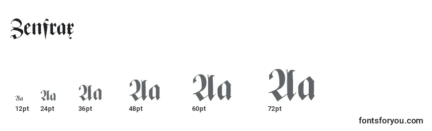 Размеры шрифта Zenfrax