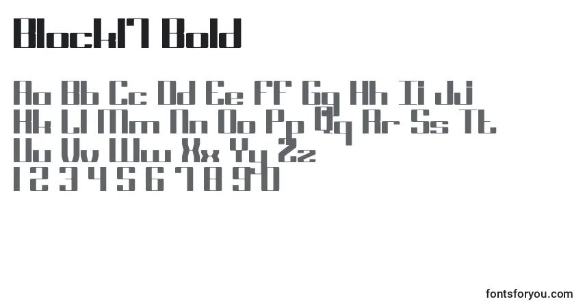 Schriftart Block17 Bold – Alphabet, Zahlen, spezielle Symbole