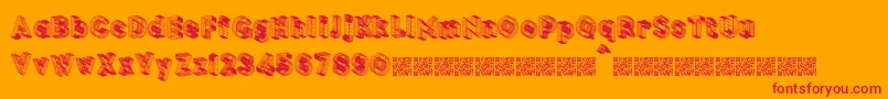 BLOCKCHAIN-Schriftart – Rote Schriften auf orangefarbenem Hintergrund