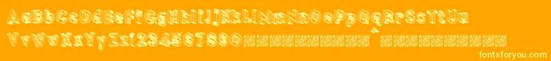 BLOCKCHAIN-Schriftart – Gelbe Schriften auf orangefarbenem Hintergrund